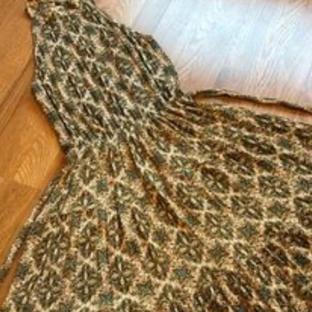 Easel Sleeveless Maxi Dress Womens Large Orange Brown Paisley Print Halter Neck
